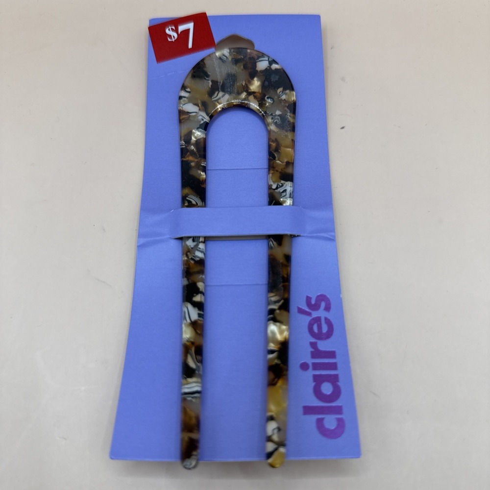 Claire's Brown Tortoise Shell Hair Clip Pin U-shaped Pic
